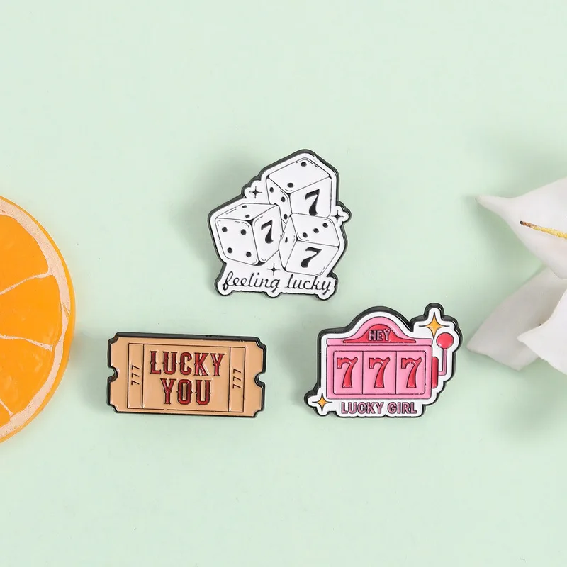 Vintage Ticket Lucky You Enamel Pin 777 Lucky Seven Classics Theme Brooch Hats Clothes Badge Good Luck Gift For Lucky Charm Pin