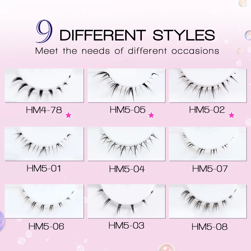 Paquete de pestañas inferiores suaves hechas a mano, banda transparente, Manga, herramientas de maquillaje, 10 pares, 100%