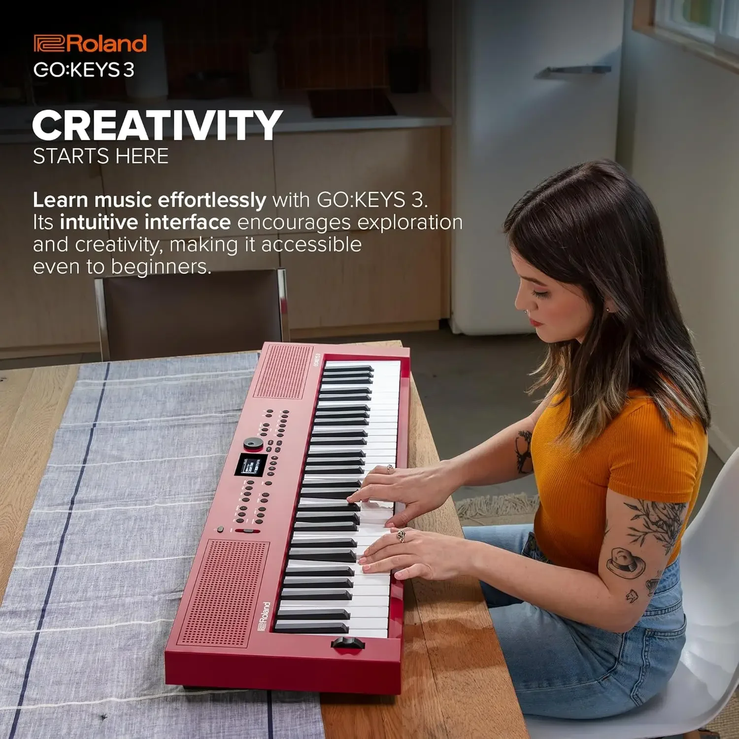 GO:KEYS 3 Music Creation Keyboard | 61-Note Keyboard | Built-In Stereo Speakers | Bluetooth Audio/MIDI Support for Music