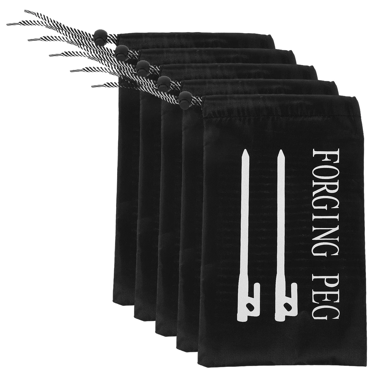 Camping Tent Peg Storage Bags 5 Pack Compact Drawstring Ground Stake Pouches for Hiking Outdoor Gear