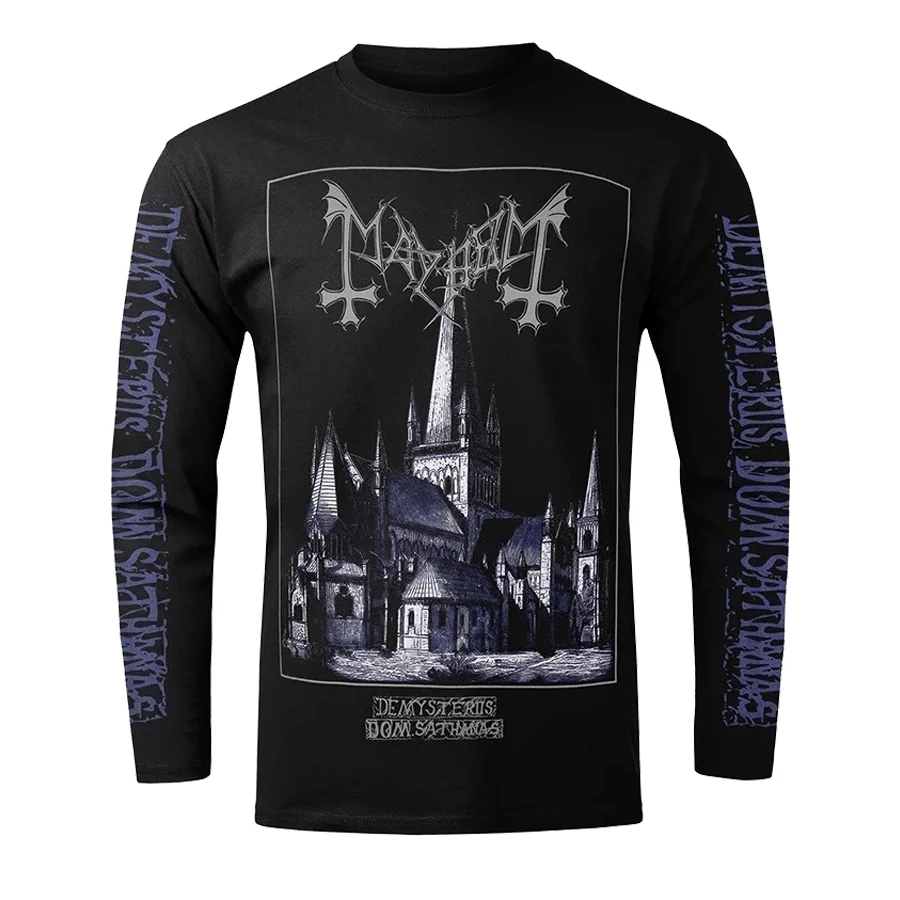 Venda quente de metal preto mayhem banda rua rock americano retro 3d impresso camiseta masculina manga comprida harajuku topo roupas masculinas