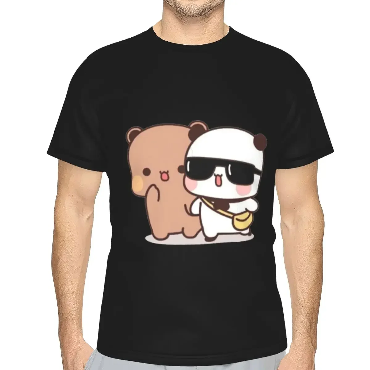 Bear And Panda Bubu Dudu Balloon polyester T-Shirt Men'sClassic T Shirts Men O-Neck Short Sleeve