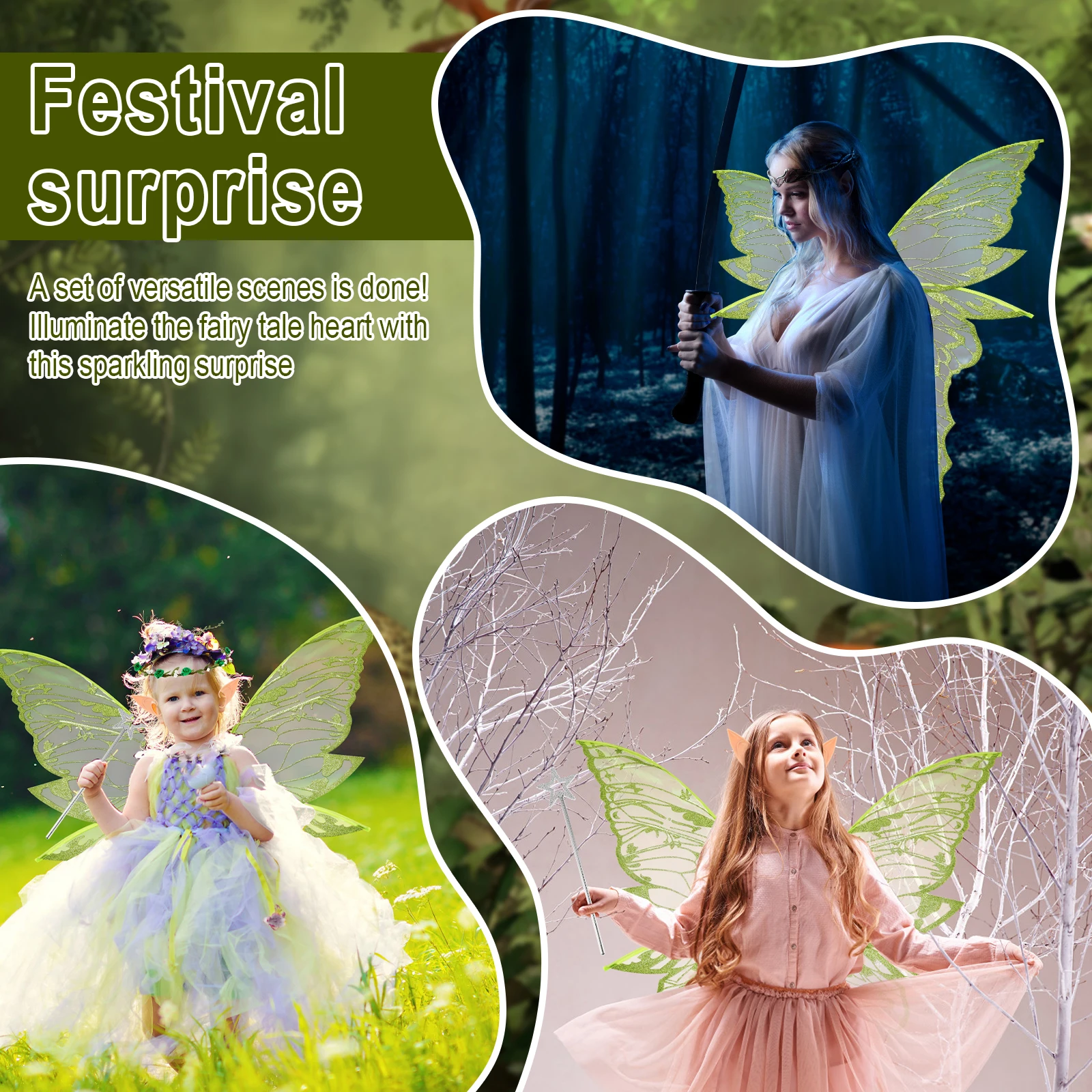 Fee Schmetterling Flügel Dekoration Elf Ohr Flügel Kostüm Engel Flügel Cosplay Kostüm Festliche Party Maskerade Dress Up Requisiten