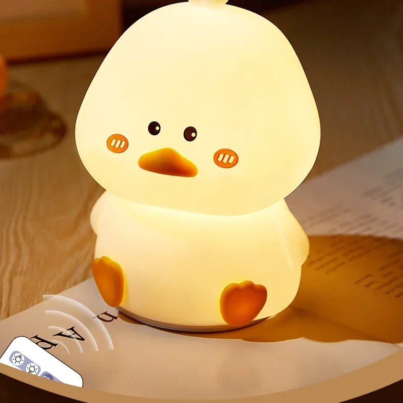 Fun Creative Cute Duck Silicone LED Night Light USB Charging Remote Control Color Companion Who Shoots The Light