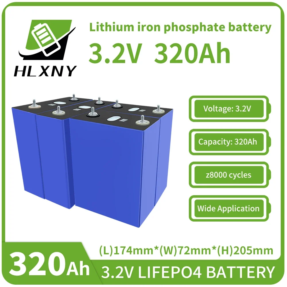 Grade A 320Ah Lifepo4 Battery 3.2V Lithium Iron Phosphate 8000 Cycles Rechargeable Cell For DIY 12V 24V 48V Home Solar Camping