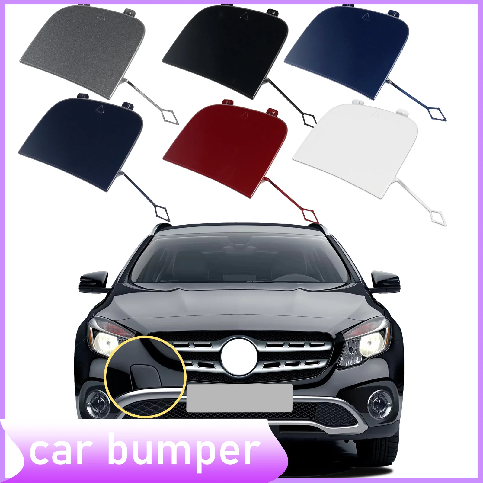 Osłona haka holowniczego przedniego zderzaka do Mercedes Benz GLA W156 X156 Facelift 2017-2020 z standardowym pakietem wyposażenia