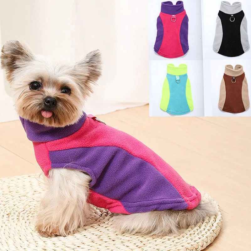 

Dog Clothes Winter Matching Color Hoodies With D-Ring Fleece Costume For Small Dogs Dachshund French Bulldog Puppy Sweatshirt XS