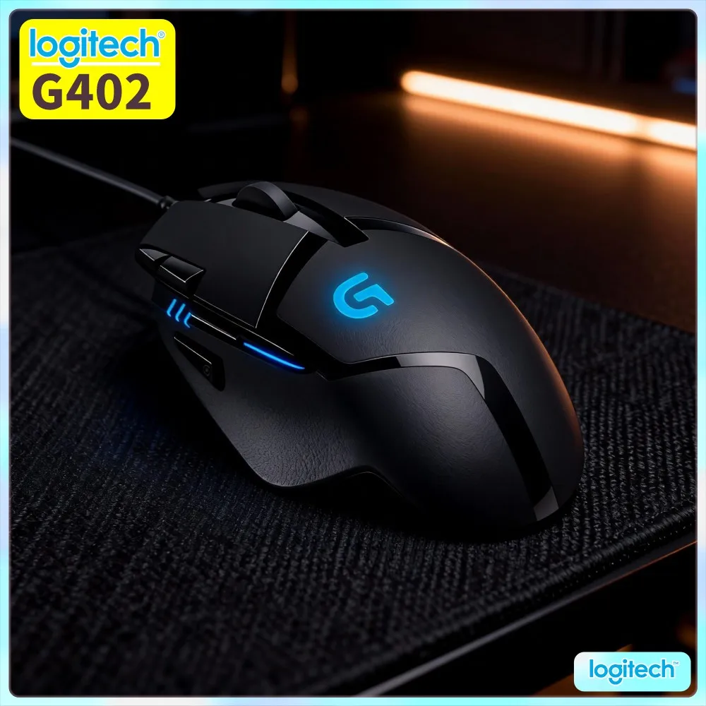 Logitech G402 Hyperion Fury Wired Mouse 500+ IPS Speed 4 DPI Modes 8 Buttons Anti-Slip Grips 1Ms Response For PC