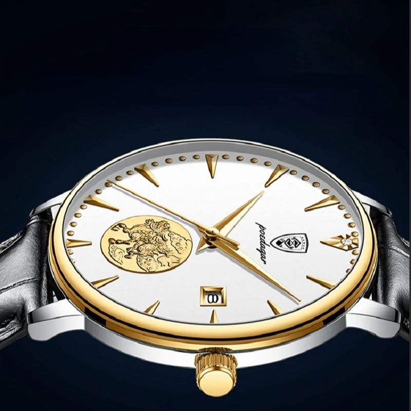 2024 Ultra Thin Men Mechanical Watches Automatic Top Brand Luxury Waterproof Leather Man Wristwatches Date Relogio Masculino