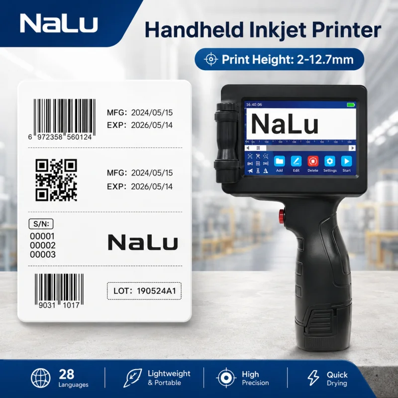 Handheld Inkjet Printer Portable Date Coding Machine QR Barcode Batch Number Logo Expiry Date Text Printing Machine 28 Languages