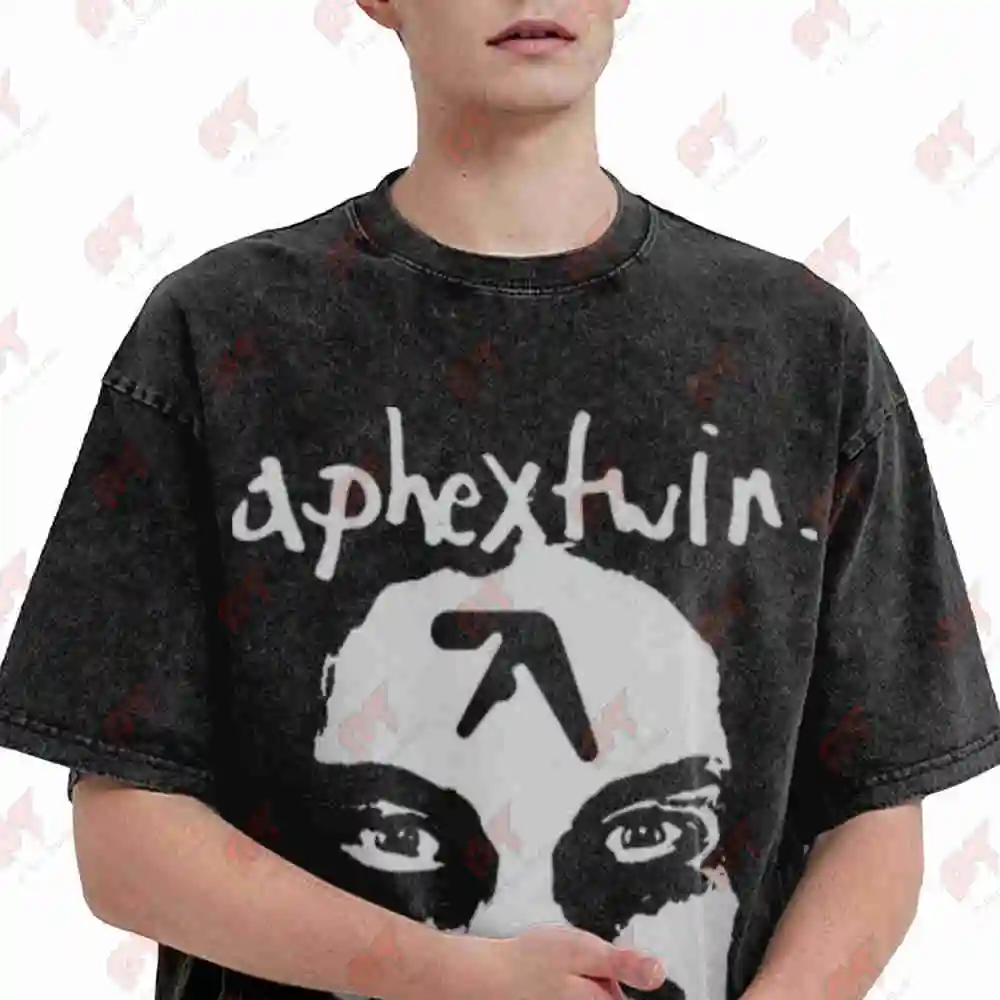 Aphex Twin Band Big Face Vintage Washed Tee Pure Cotton T-Shirt
