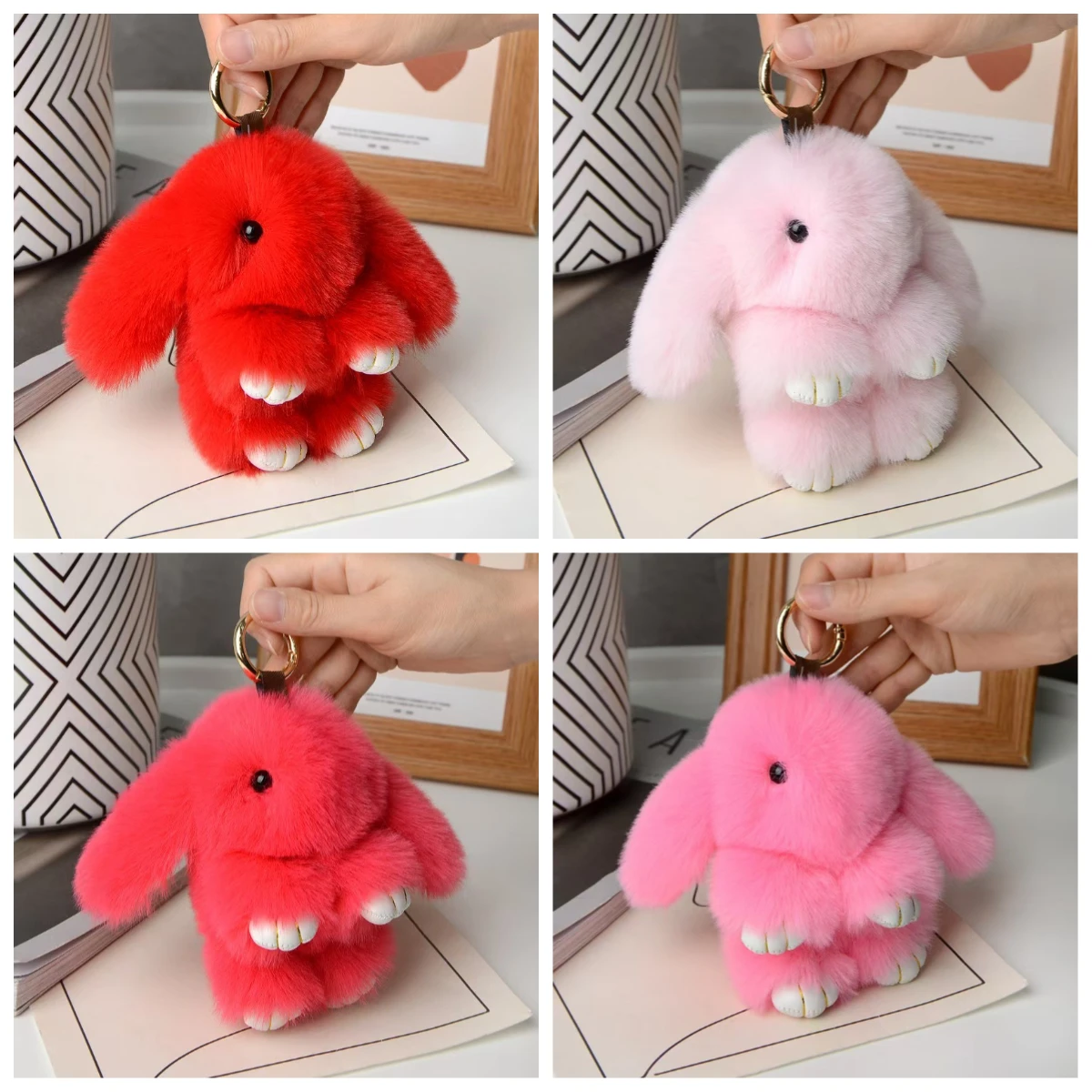 Llavero Decorativo para Bolsa, Varios Juguetes de Llavero, NUEVO 2026, Peluche de Conejo de Imitación de Angora, Colgante de Conejo, Conejo Muerto