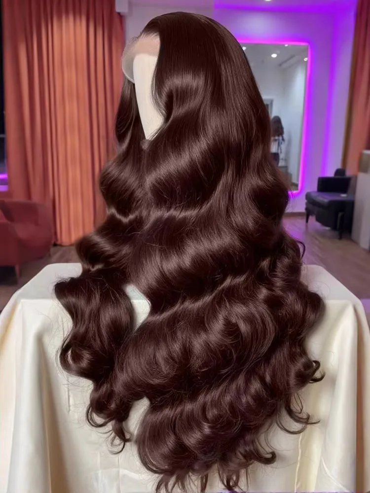 

30 32 Inch Chocolate Brown Body Wave HD 13x6 Lace Front Wigs Human Hair Brazilian Raw Water Wave 13x4 Lace Frontal Wig For Women