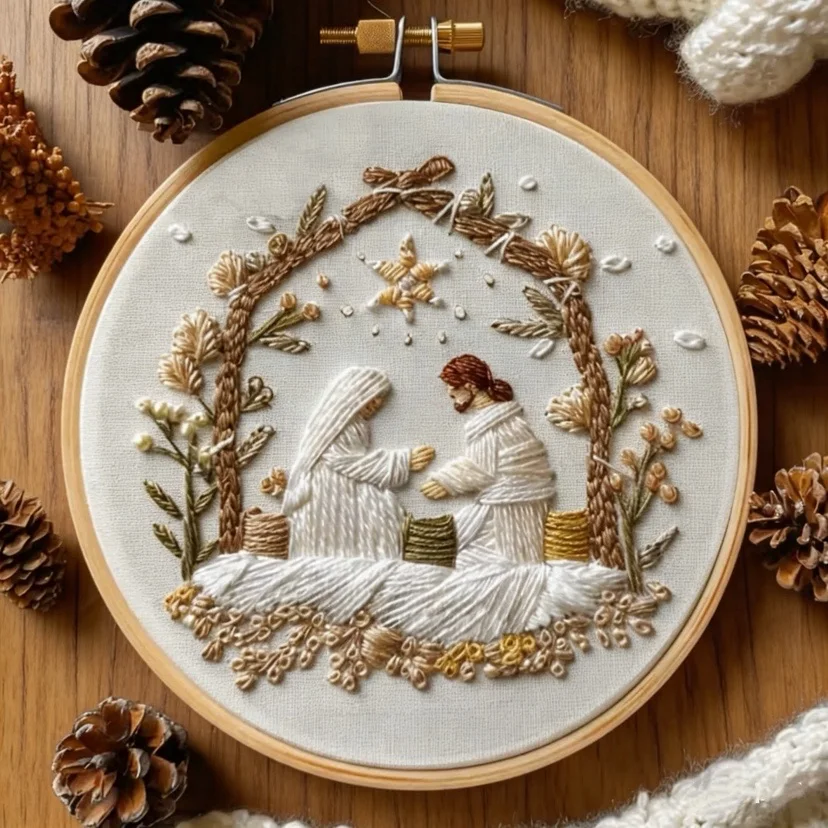 Kit de broderie de noël de naissance de jésus avec fil d'instructions EN, Kit de point de croix d'outil pour bricolage, cadeau de vacances, nouveau