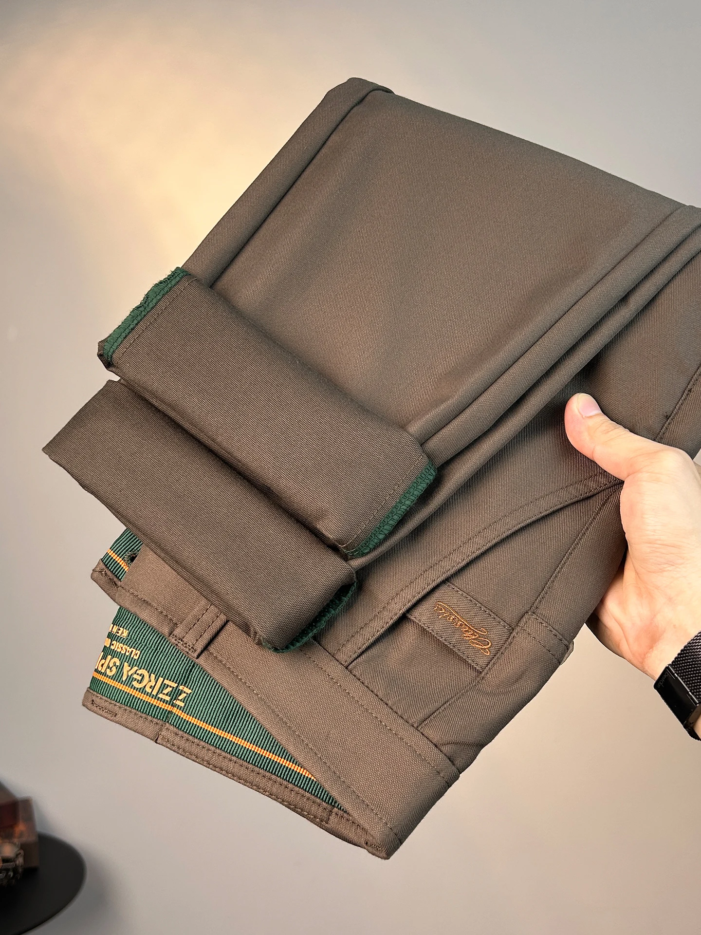 

High-End Busin Men's Slim Straight Stretchy Comfortable Elastic Luxury Long Pants Autumn Winter Casual Cotton Blend