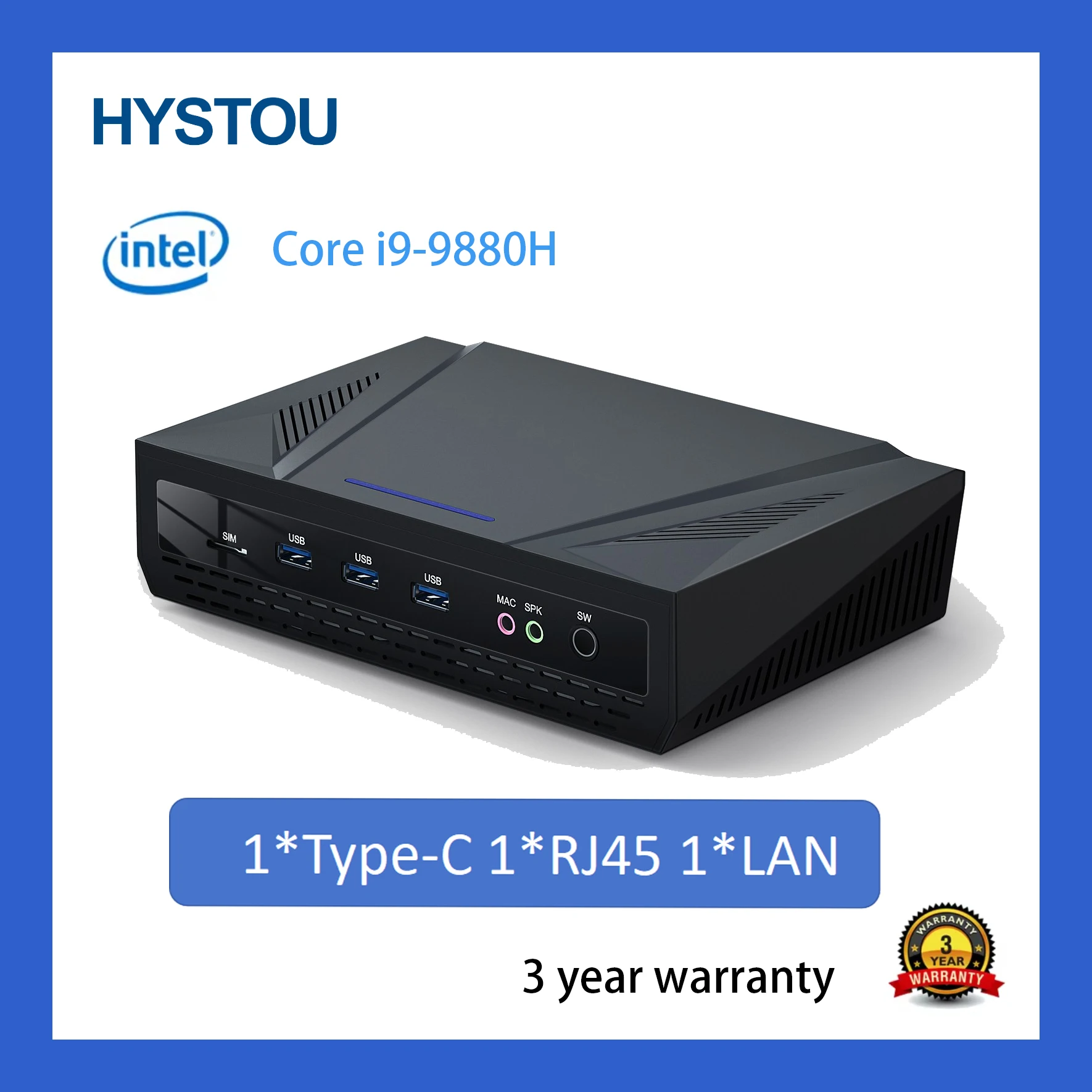 

Mini computer household&office Core i9 9th gen 2*DDR4 RAM 64GB 1*Tpyc-C DC HD Win 10/11/Linux,1*SATA