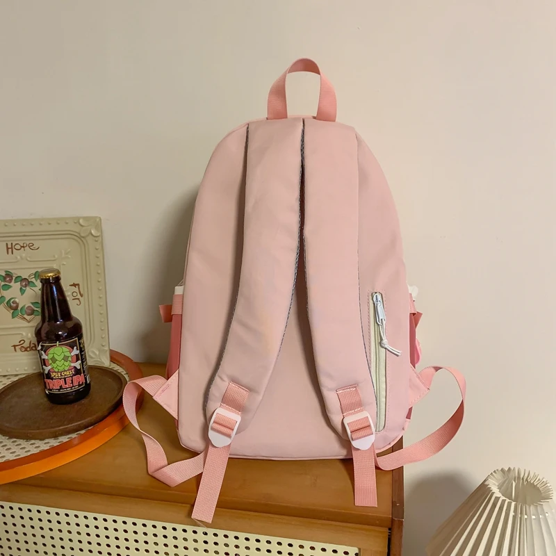 High Capacity Letter Print Contrasting Colors Nylon School Bags 2024 High Quality Backpacks for Girls and Boys Bolsos Colegio