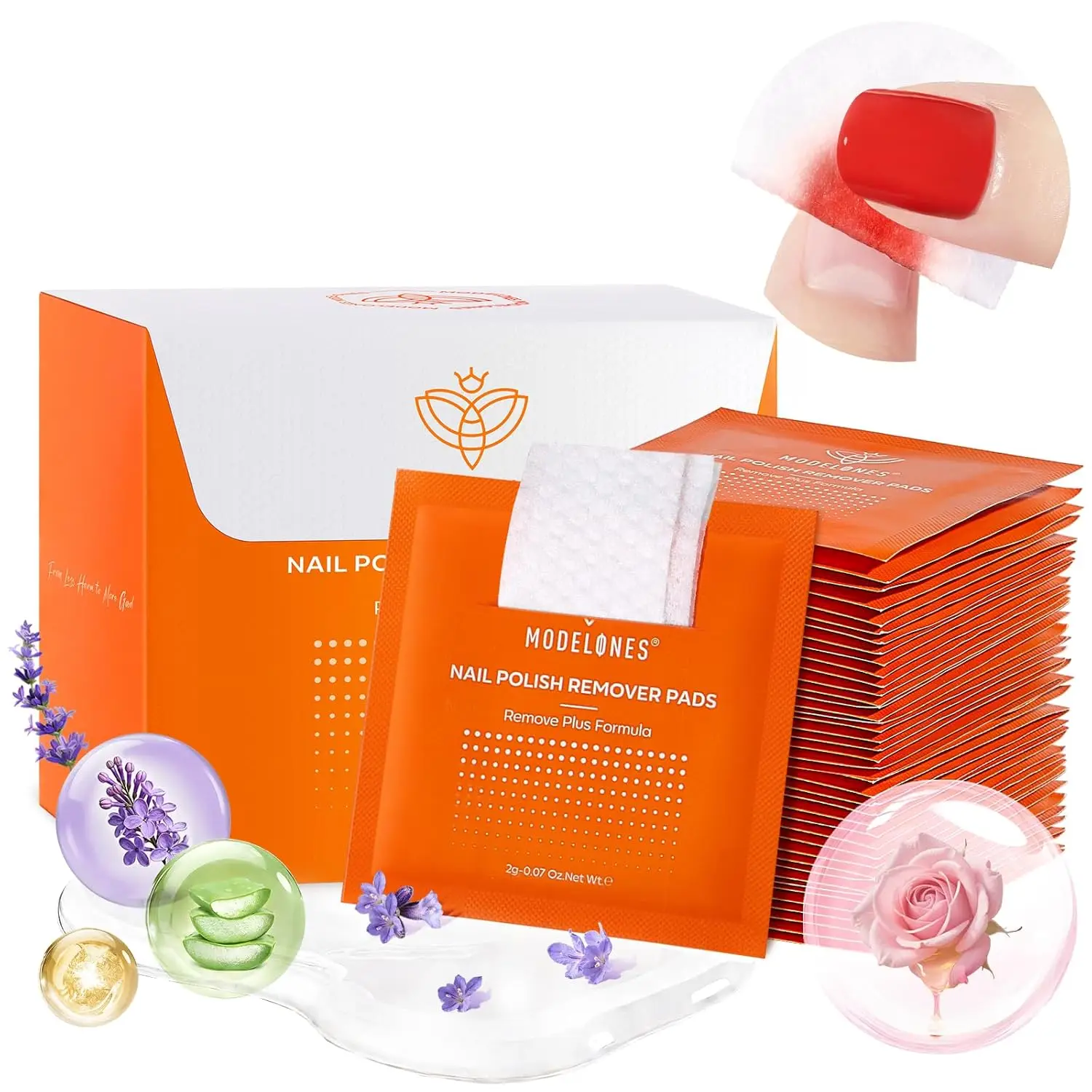 

Modelones Nail Polish Remover Pads, Acetone Nail Polish Remover Wipes 50 PCS Professional Individually Wrapped Wet Wipes Easily