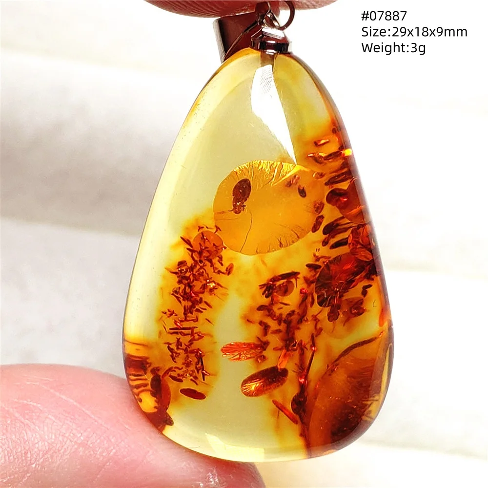 Natural Piebald Amber Pendant Water Drop Yellow Red Blood Amber Gemstone Women Men Pendant Necklace Jewelry AAAAA