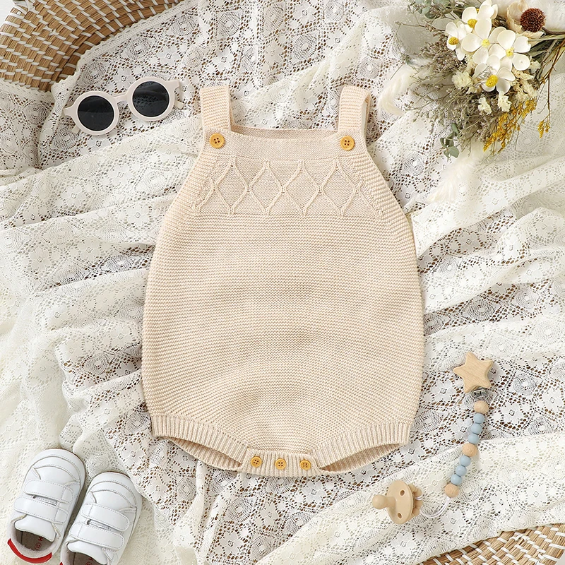 Spaghetti Straps Knitwear Sleeveless Newborn Baby Boys & Girls Summer Rompers Soft Infant One-piece Bodysuit Jumpsuit Sleepsuit