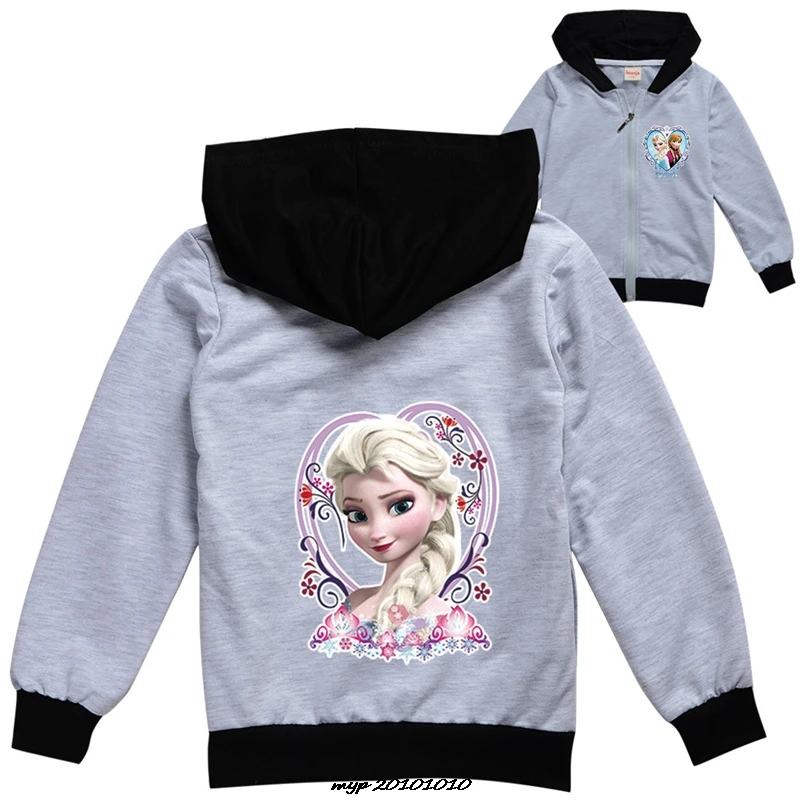 Frozen Elsa Clothes Kids Zipper Jackets for Girls Hooded Sweatshirt Baby Boy Hoodies Children Long Sleeves Sweater