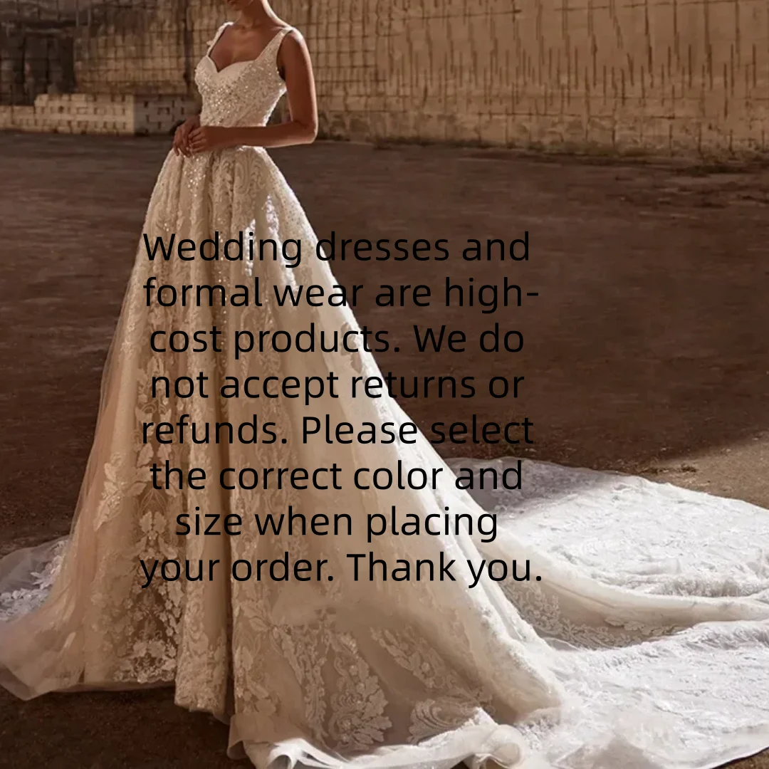 Luxury Sparkling V-neck Wedding Dress Palace Train Robe Princess Wedding Dress A-line Lace Decal Wedding Dress Customized