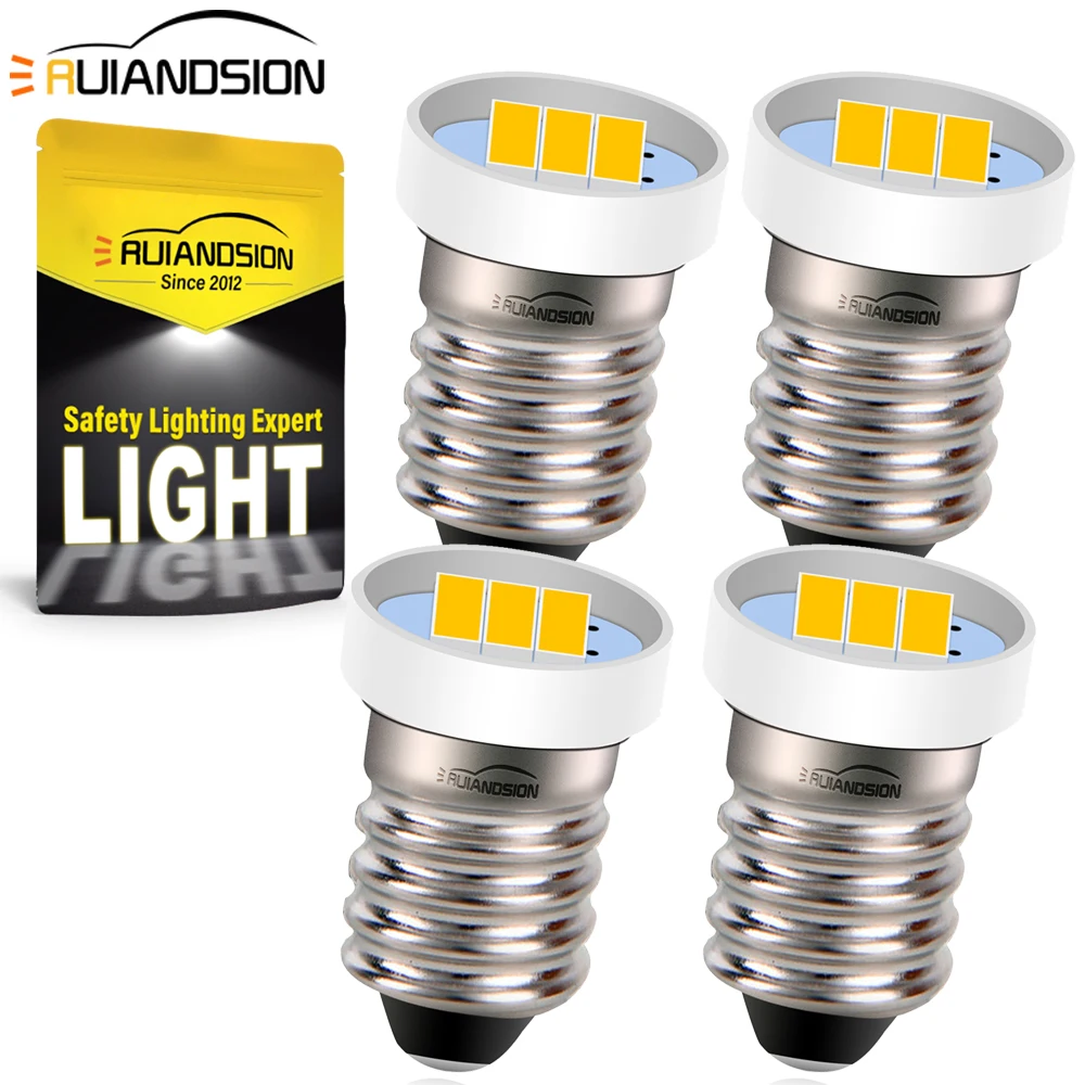E10 7020 3SMD LED Lights Car Tail Reverse Lamp Warm White 6000K Auto Indicator Bulb Reading Light DC/AC 6V 12V 24V 4Pcs view 2