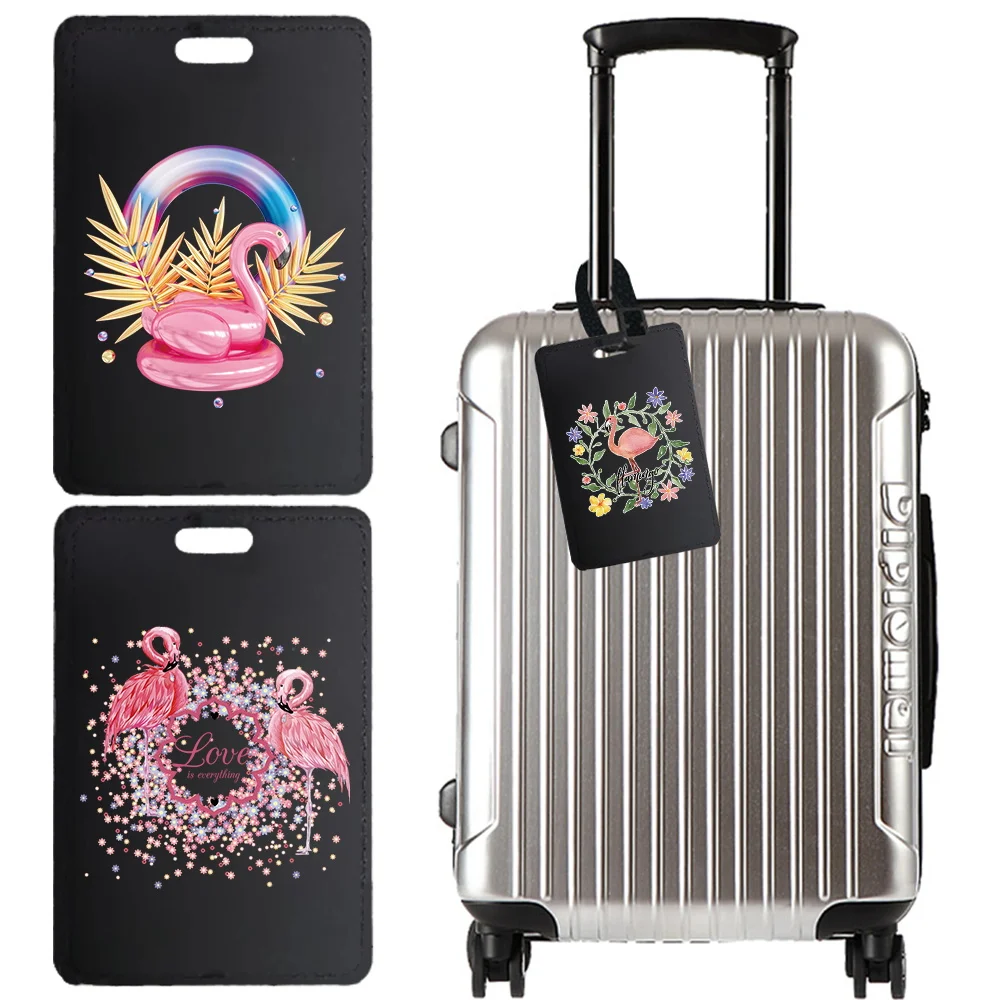 Business Travel Registration Tag Creative Thickened Suitcase Tag Scratch Resistant Portable Travel Accessory Flamingo Pattern