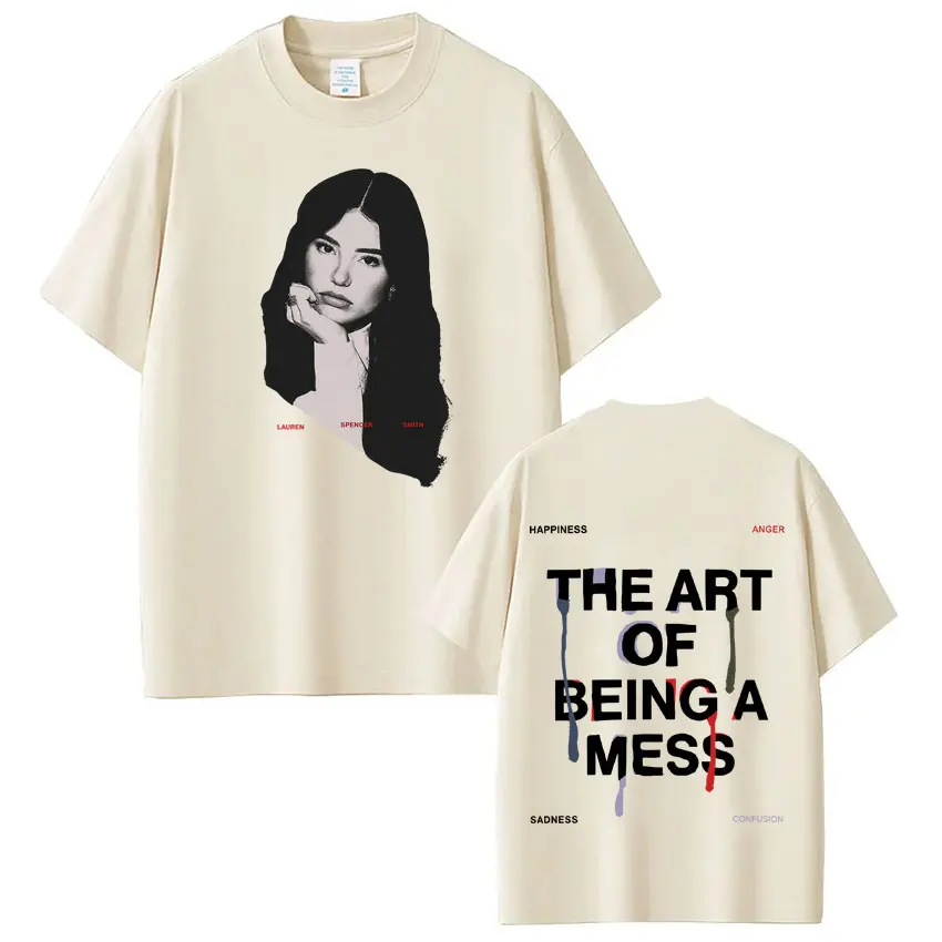 Lauren Spencer Smith EL ART OF BEING A MESS TOUR 2025 Camiseta con estampado Vintage para hombres y mujeres Camiseta de algodón camisetas estéticas de moda