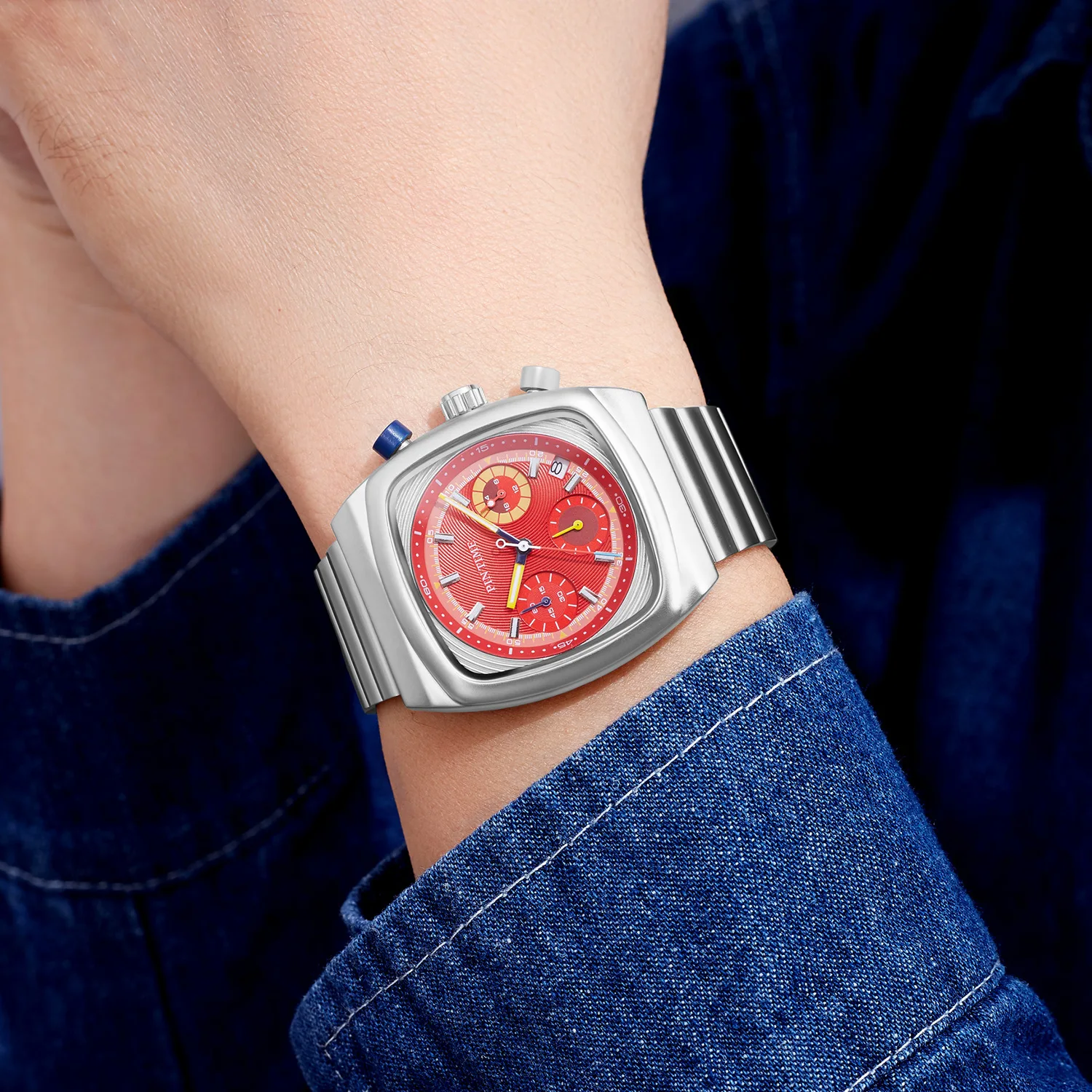 

Мужские роскошные кварцевые часы Pintime из нержавеющей стали — элегантные наручные часы для делового и повседневного ношения