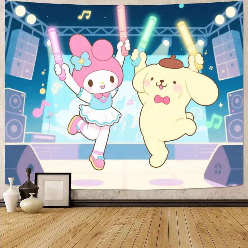 

1 шт. Sanrio My Melody Pompompurin Kawaii музыкальный сценический гобелен современный полиэстер настенное искусство спальня гостиная декор в общежитии подарок
