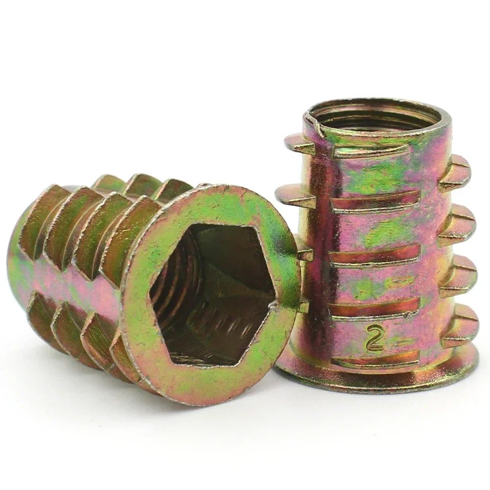 5/10pcs M4 M5 M6 M8 M10 Zinc Alloy Thread For Wood Insert Nut Flanged Hex Drive Head Furniture Nuts