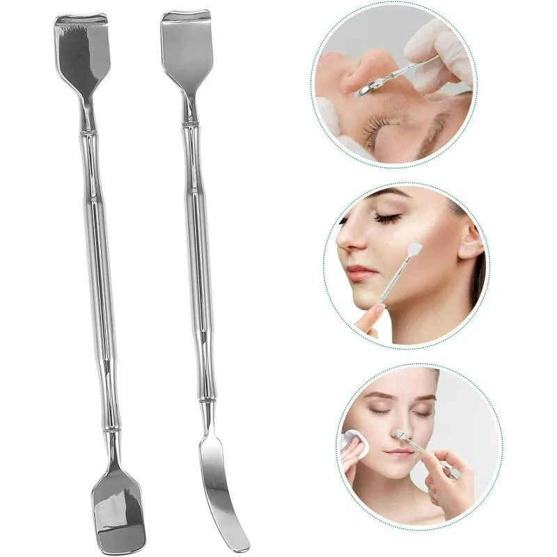 Strumento per la rimozione di punti neri da 2 pezzi, raschietto facciale in acciaio inossidabile per la rimozione dell'acne comedone, cura delicata della pelle per tutti i tipi di pelle