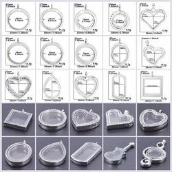 New Heart Round Drop Relicario Photo Locket Pendant For Necklace Keychain Jewelry Making Living Picture Pendant Floating Charm