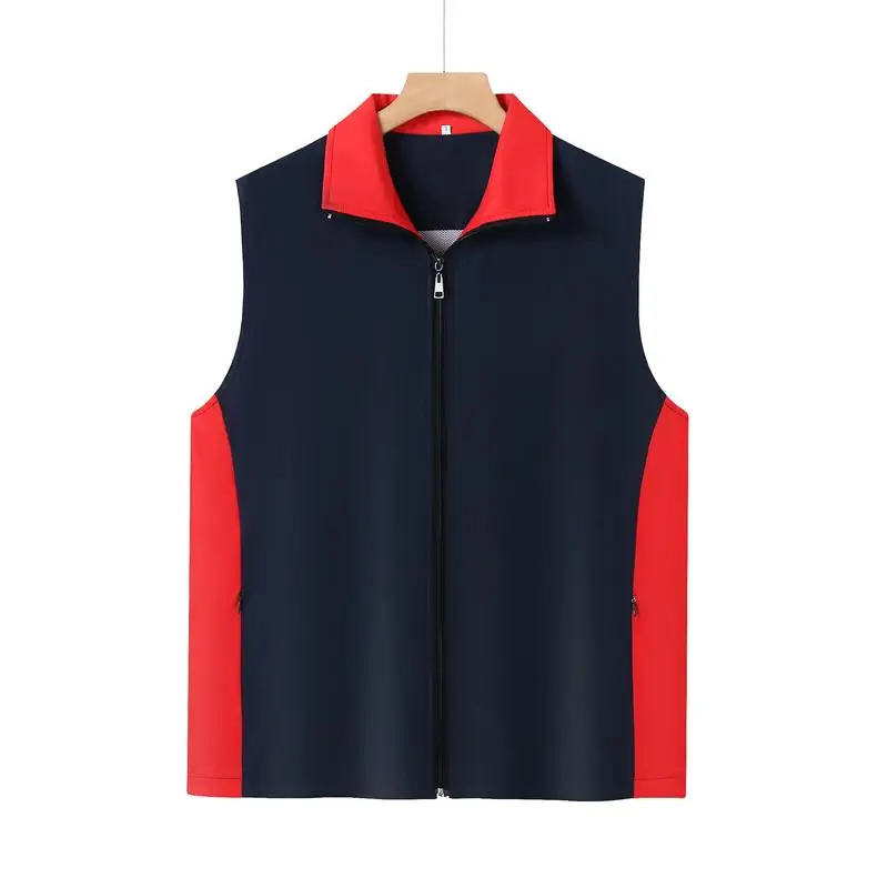 

customized LOGO new casual summer Joker young men's solid sleeveless lapel zipper invisible pocket women vest top