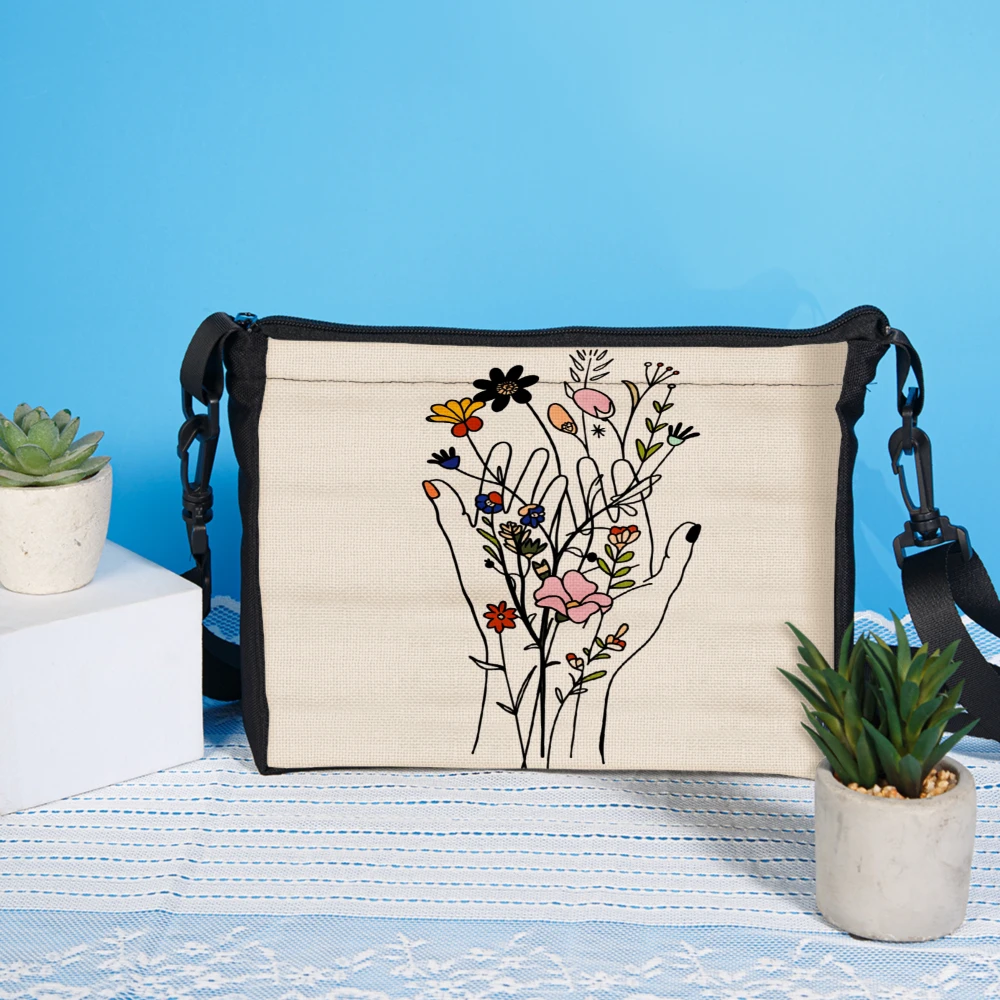Embroidery Design Patterns Flowers - Bolsa transversal com bordado floral, 1