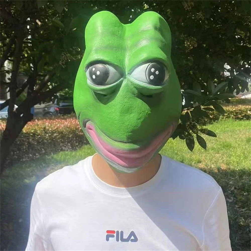 

Cartoon Animal Frog Pepe Mask Halloween Lonely Frog Cosplay Costume Headgear Party Props Prank Sad Frog Realistic Latex Masks