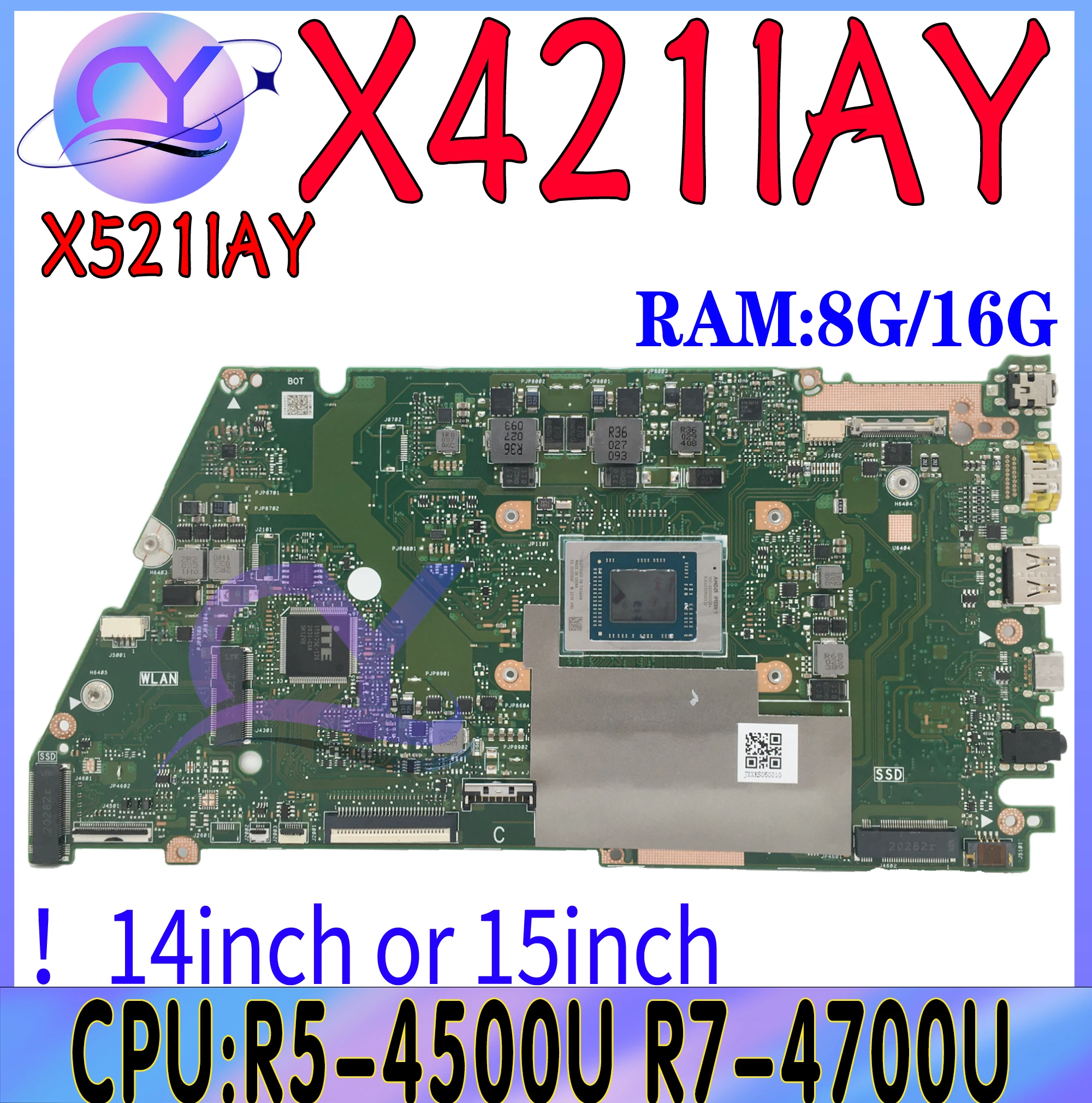 

X421IA Laptop Motherboard For ASUS X421I X521IA X421IAY R421IAY M413IA KM413IA M513IA KM513I Mainboard R5 R7 8G 16G 100% Working