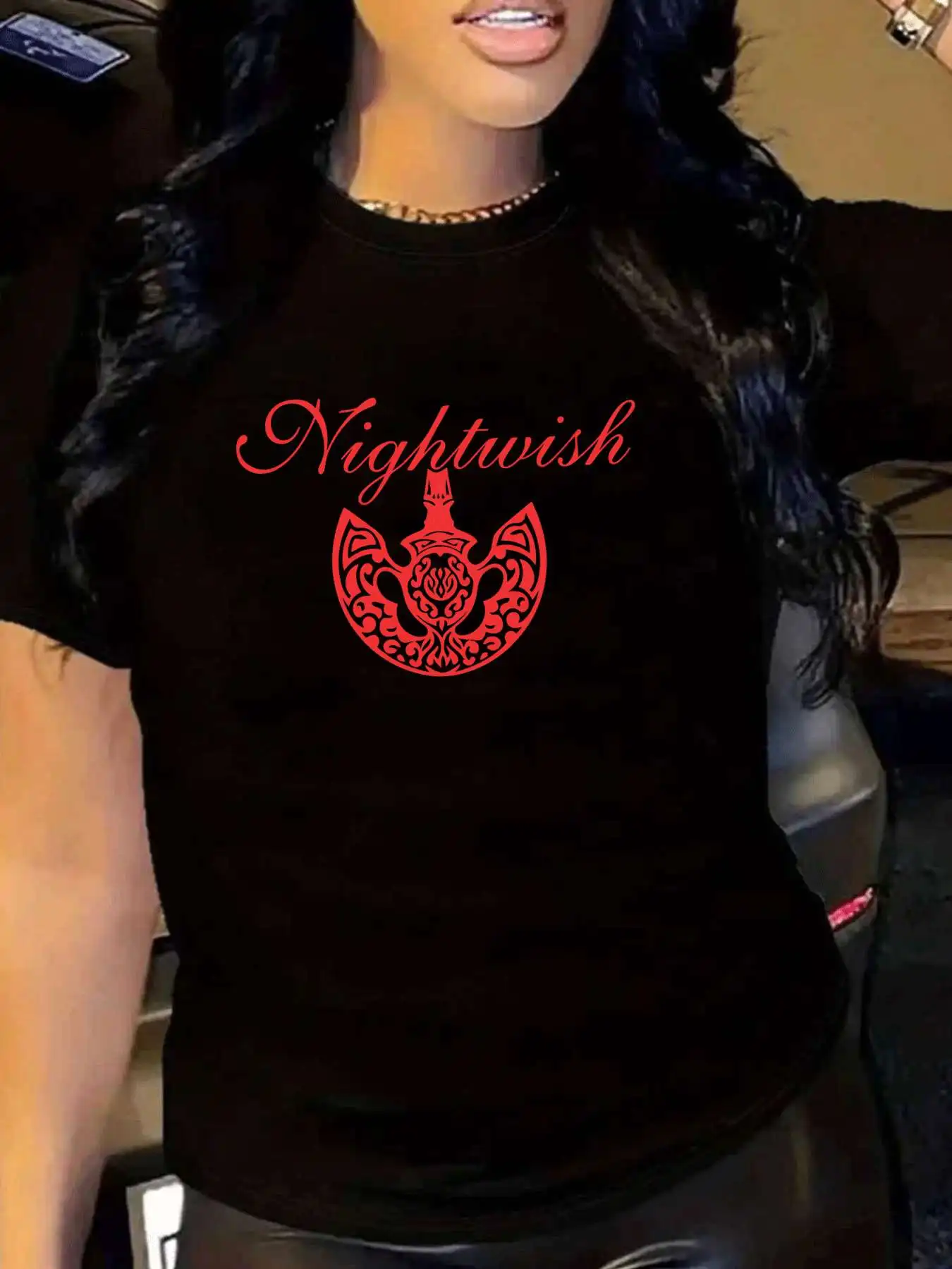 

【11460】Женская футболка больших размеров с круглым вырезом и короткими рукавами, эластичными полурукавами и модными принтами