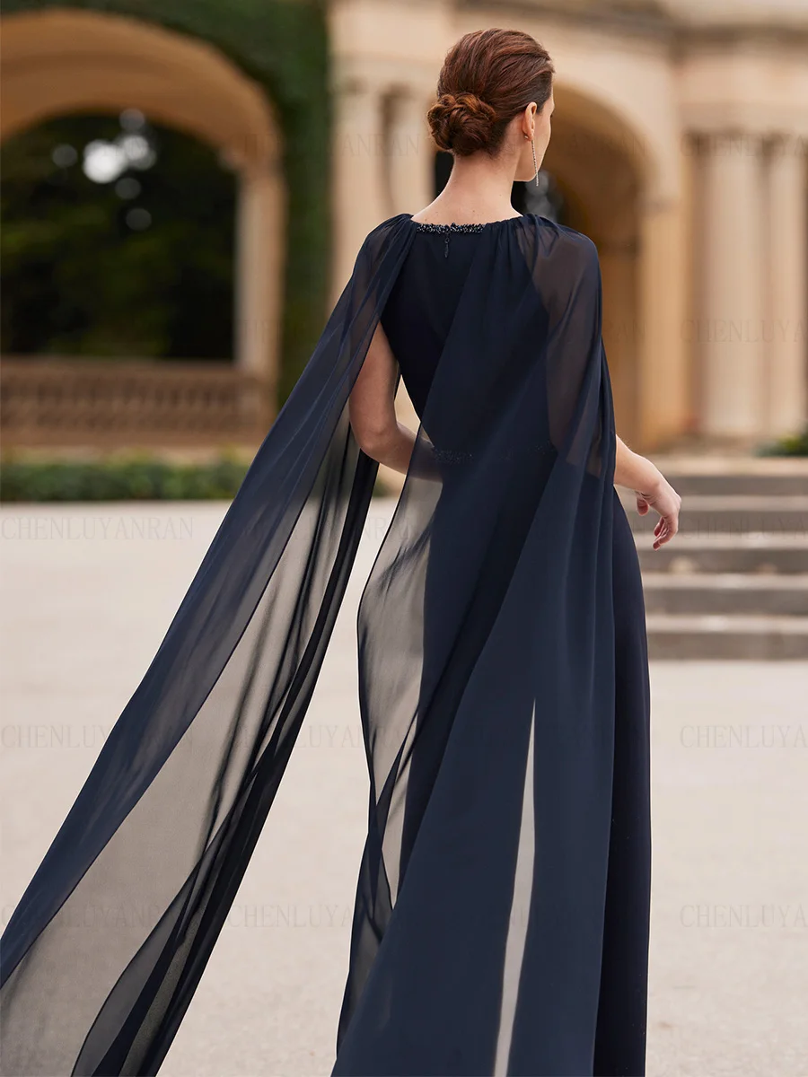 Simple Mother of the Bride Dresses Jumpsuit Pleated Long Wedding Guest Gowns Pant Suit Beading Belt Dress Women For Wedding