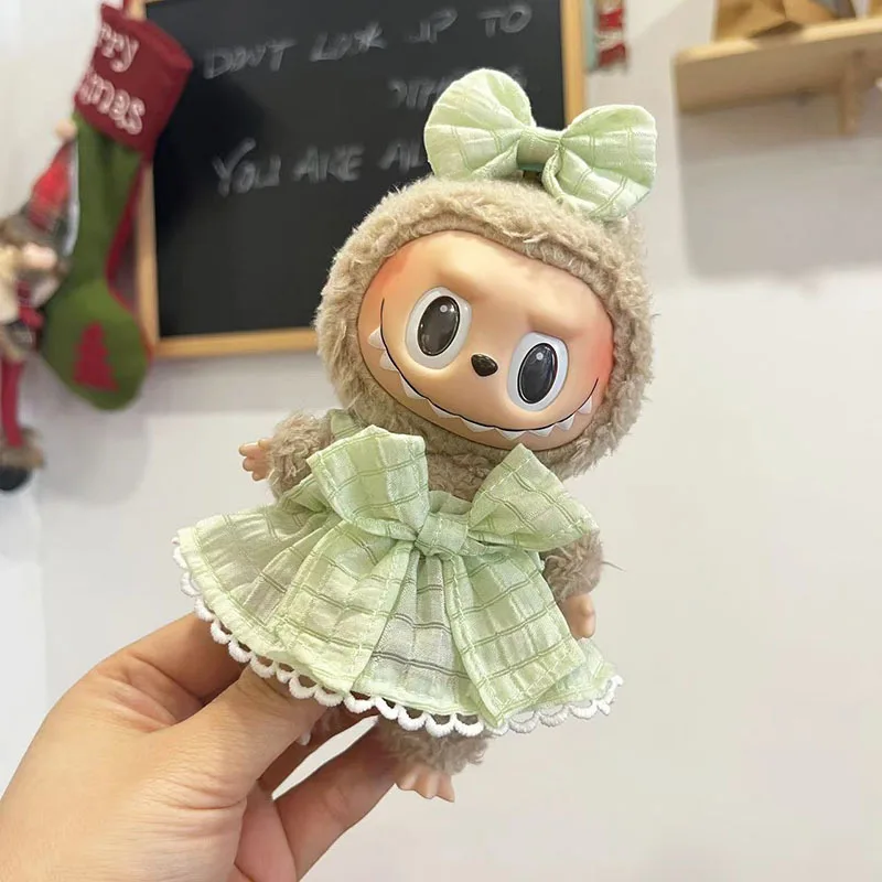 Mini Macacão Plush para Bonecas Labubu Idol, Roupas, Saia de Doces, Grampo, Acessórios Hoodie, Kpop Coreano, Exo, Cute17 cm