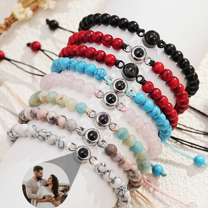 

Custom Natural Stone Bracelet Personalized Photo Projection Bracelet Custom Stainless Steel Projection Bracelets Memory Jewelry