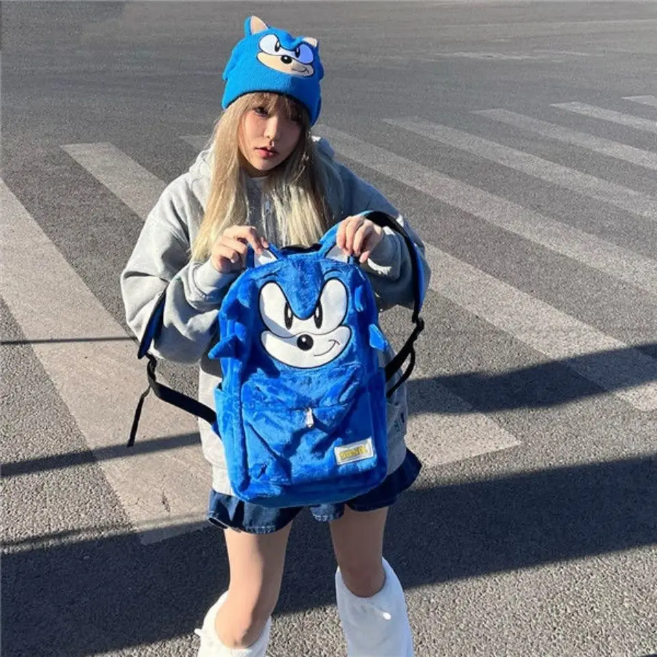 Pokemon Anime Cortoon Sonic Boy Plush Backpacks Large Capacity Backpack Student Schoolbag Mochilas for Boy Girls Kids peluches