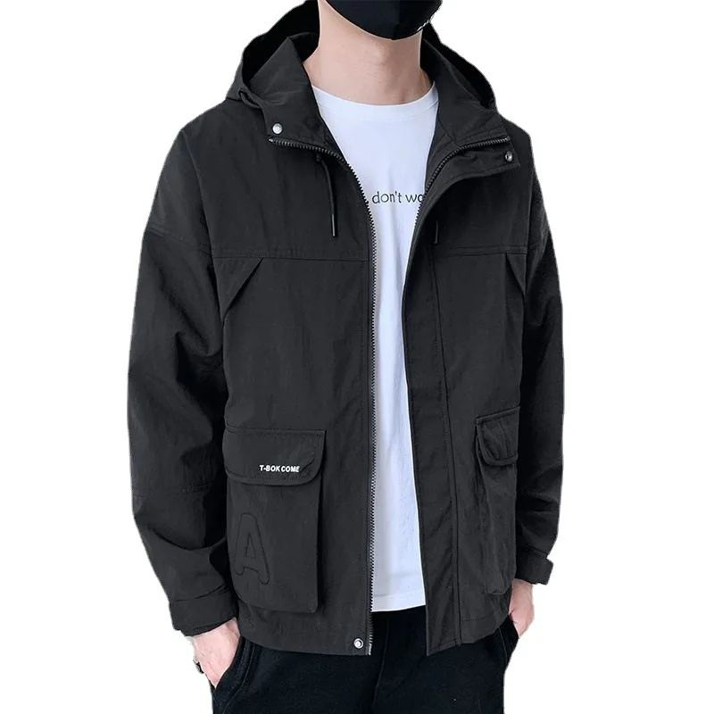 Autumn Winter Mens Cotton Long Sleeve Windproof Jackets Coats New Warm Male Black Coats