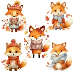 T775#Maple leaf And Fox Wall Sticker Kids Room Background Home Decoration Mural Living Room Wallpaper Funny Decal