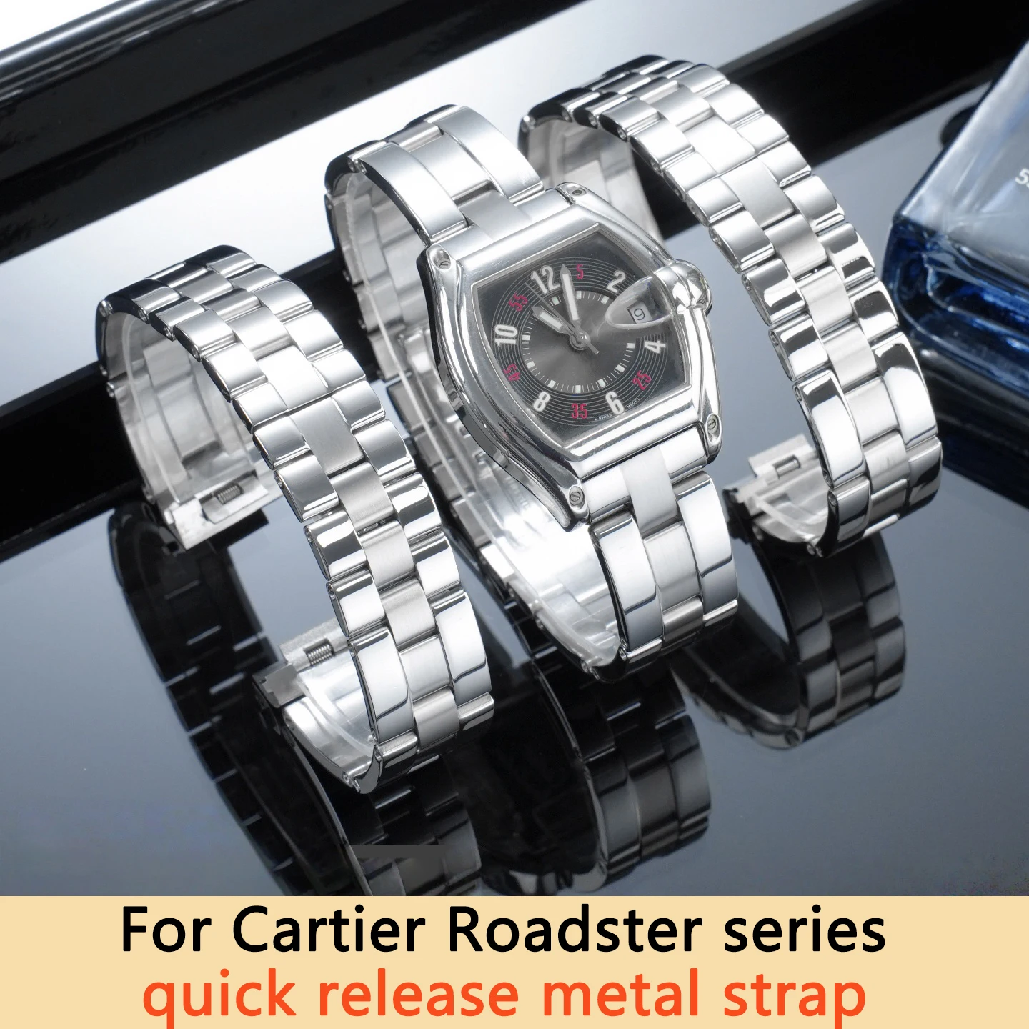 19mm solid stainless steel strap for Cartier Roadster series W6206017 quick release metal watchband , men‘s bracelet