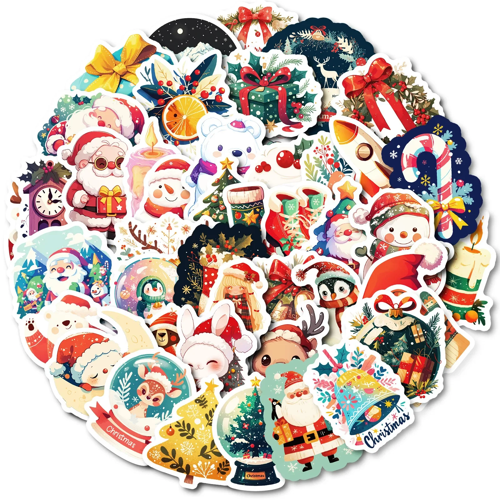 50pcs Christmas Eve Graffiti Stickers Suitable for Helmet Desktop Wall Decoration DIY Sticker Children Gift