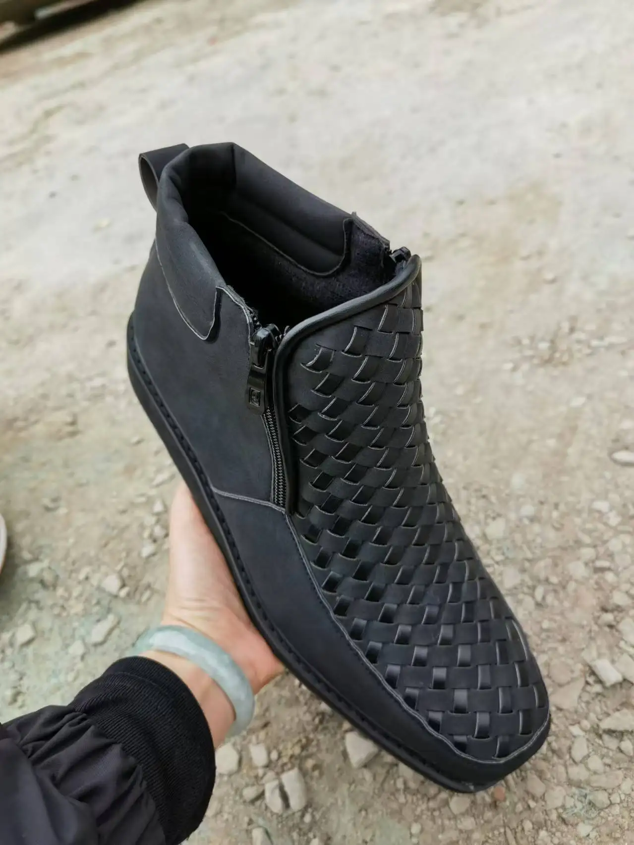 Neue Independent Station Western-Stil Handgewebte Cowboystiefel mit Seitenreißverschluss, niedrigem Schaft, aus PU-Leder, Damenschuhe mit flachem Absatz, Frühling Au... – Detail 8
