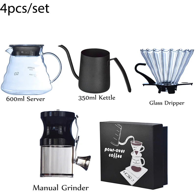 hand-drip-v-type-60-°-coffee-maker-gift-box-set-outing-portable-brew-coffee-pot-mini-coffee-grinder-percolator