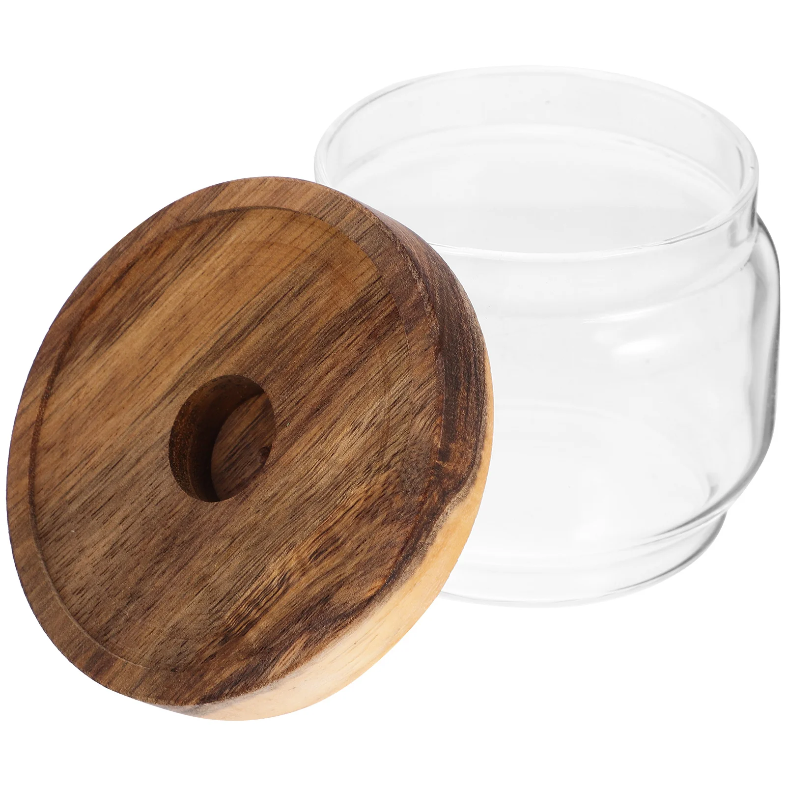 Beech Wood Lid Glass Storage Jar Clear Airtight Container For Tea Candy Grains Kitchen Seasoning Coarse Cereals Food Storage Pot